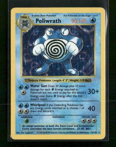 Base Set (Shadowless) Poliwrath #013/102