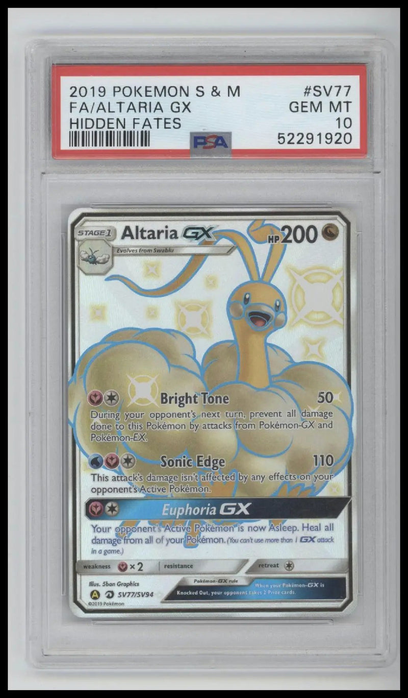 2019 Pokemon Sun & Moon Hidden Fates Hidden Fates Fa/Altaria Gx 10 PSA #SV77