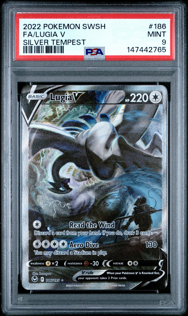 2022 Pokemon Sword & Shield Silver Tempest Silver Tempest Fa/Lugia V 9 PSA #186