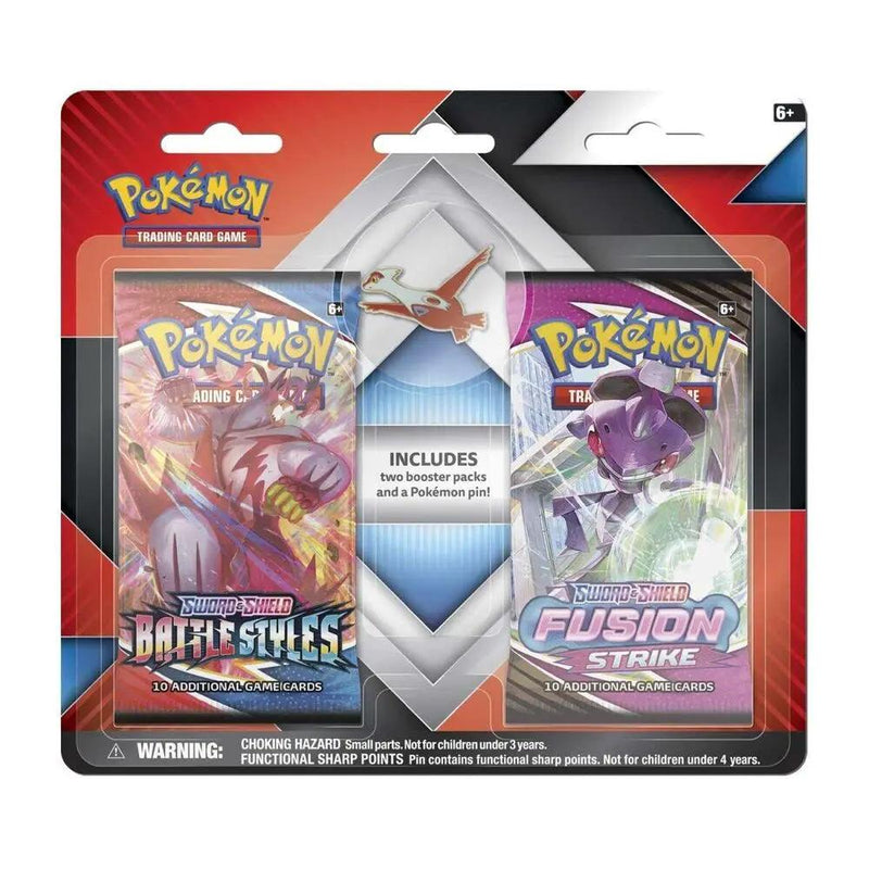 2 Booster Packs & Latias Collector's Pin Battle Styles & Fusion Strike