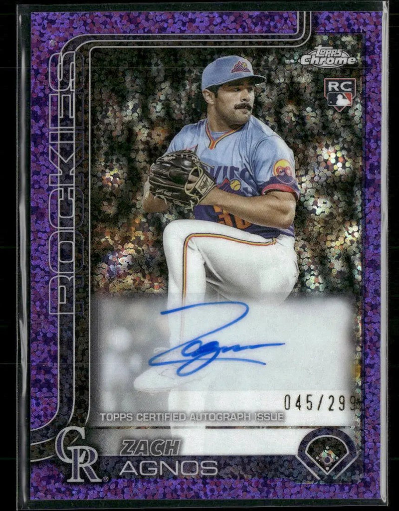 2025 Topps Chrome Update Rookie Auto Purple Speckle #/299 Zach Agnos #