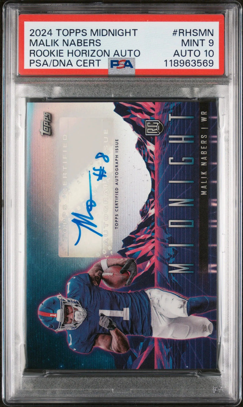 2024 Topps Midnight Rookie Horizon Signatures Malik Nabers 9 Auto PSA #RHSMN