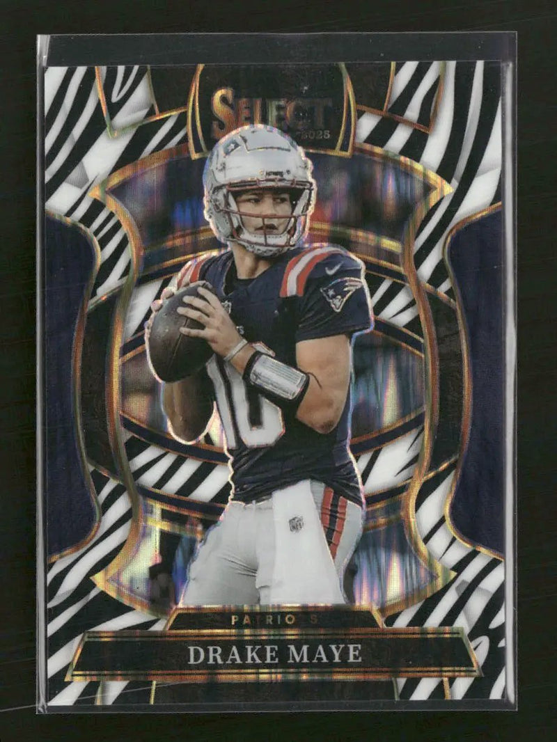 2025 Panini Select Zebra Prizm Drake Maye #80