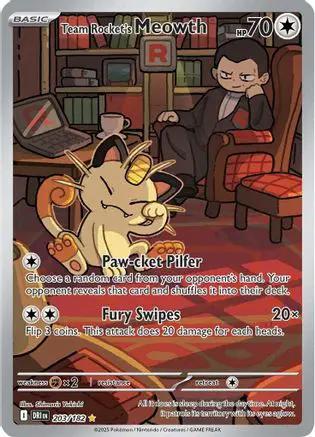 Team Rocket's Meowth 203/182 - SV10 Destined Rivals Holofoil