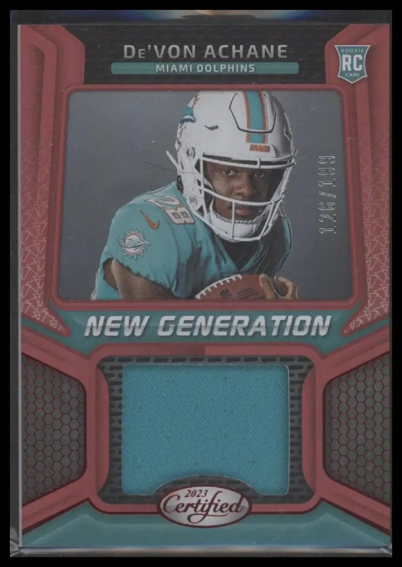 2023 Panini Certified Freshman Fabric Signatures Red De'Von Achane /199 Auto