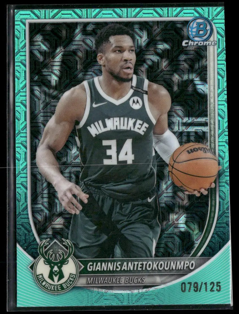 2025-26 Bowman Chrome Aqua Mojo Refractors Giannis Antetokounmpo #/125 #BCV-80