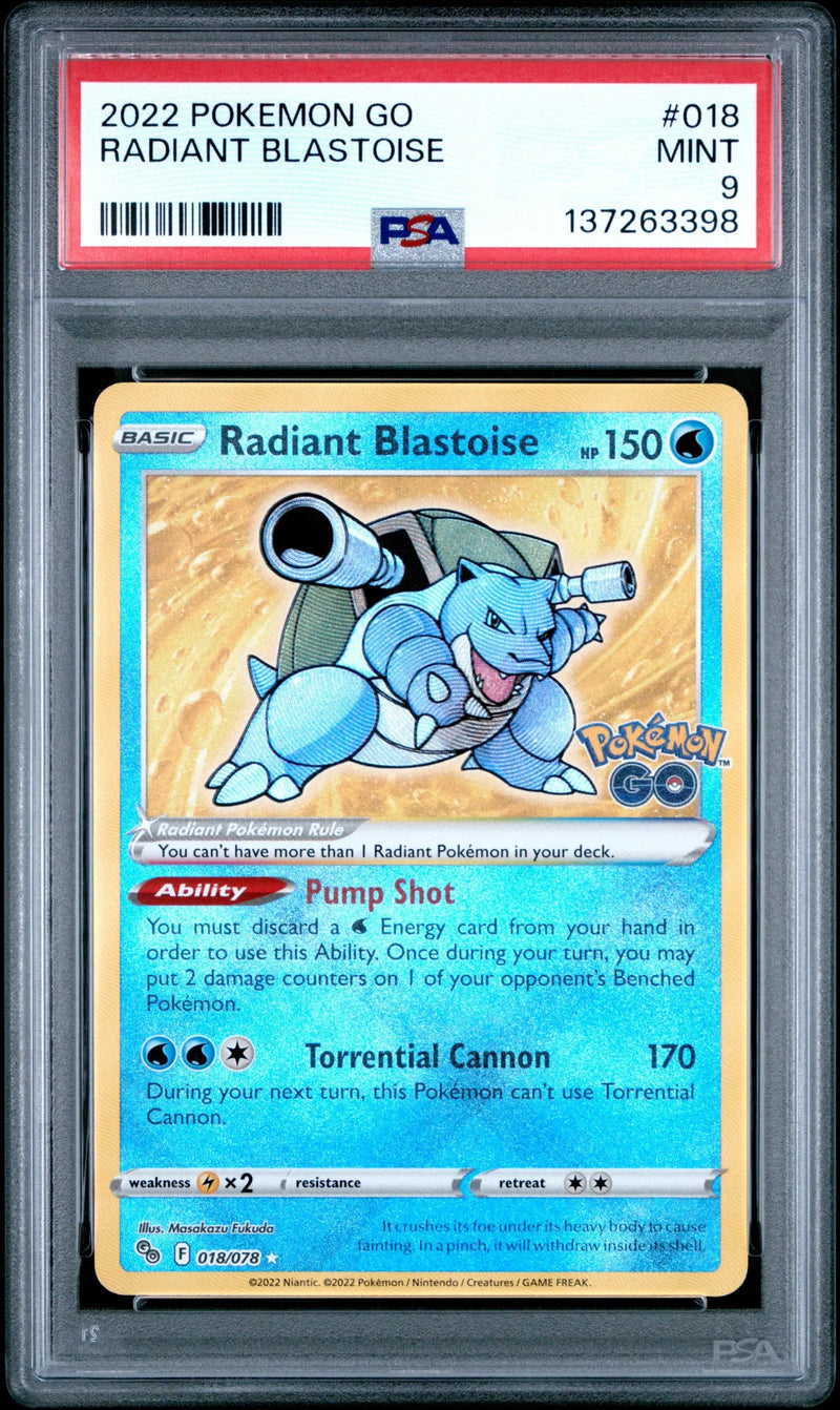 2022 Pokemon Go Radiant Blastoise 9 PSA #018