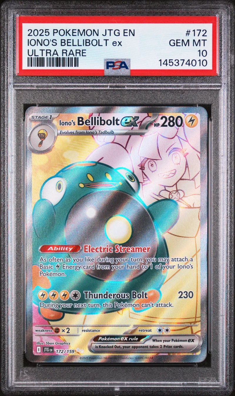 2025 Pokemon Journey Together Ultra Rare Iono'S Bellibolt Ex 10 PSA #172