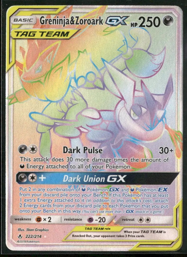 SM - Unbroken Bonds Greninja & Zoroark GX (Secret) #222/214