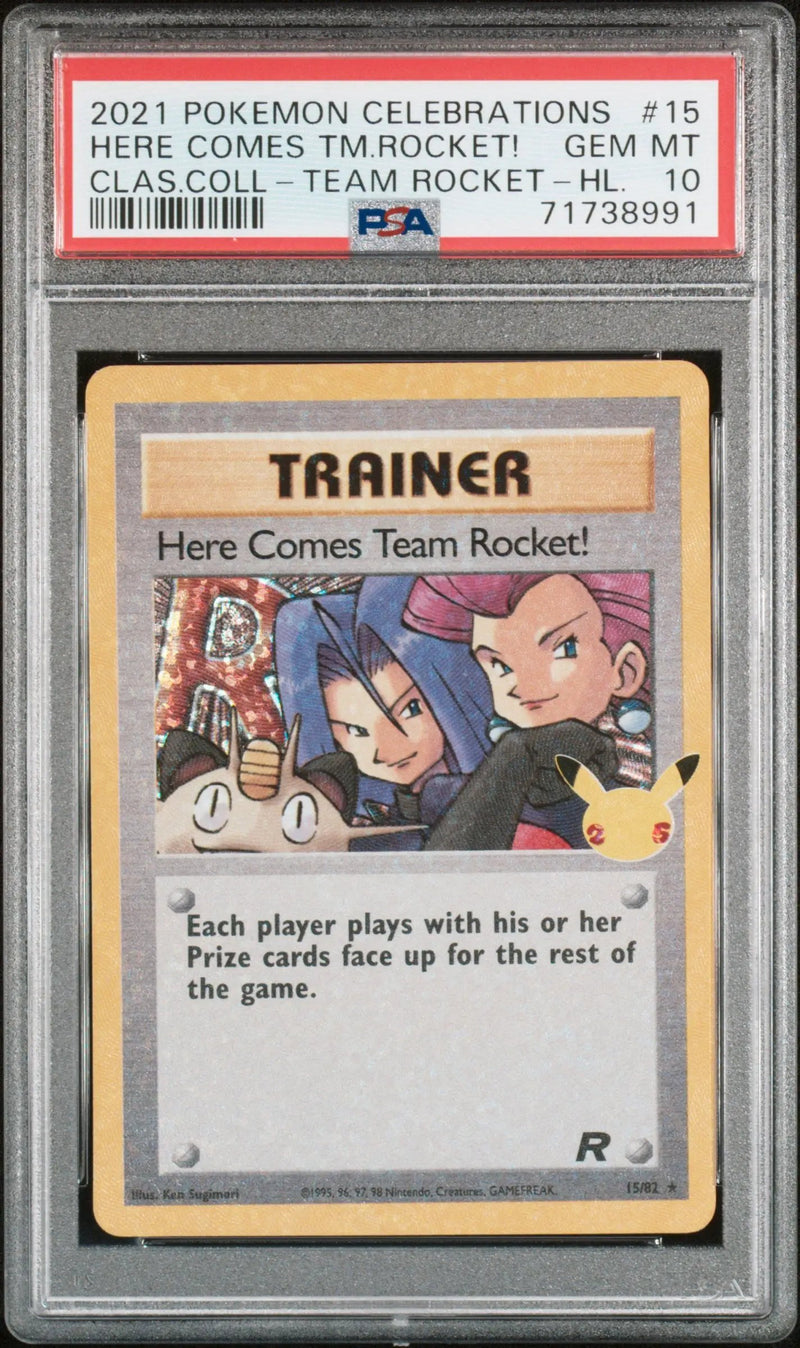 2021 Pokemon Celebrations Coll Team Rocket-Hl. Here Comes Tm.Rocket! 10 PSA #15