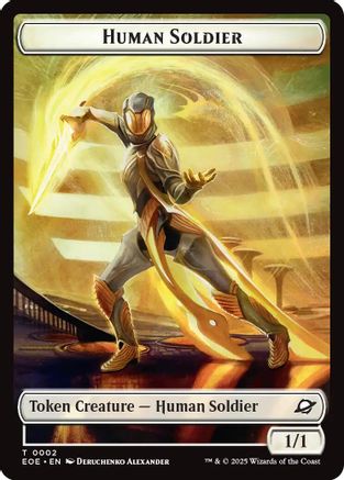 Human Soldier // Lander (0008) Double-Sided Token (EOE-2 // 8) - Edge of Eternities Foil