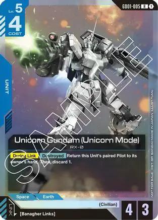 Unicorn Gundam (Unicorn Mode) (Launch Event) (GD01-005) - Gundam Promotional Cards Holofoil