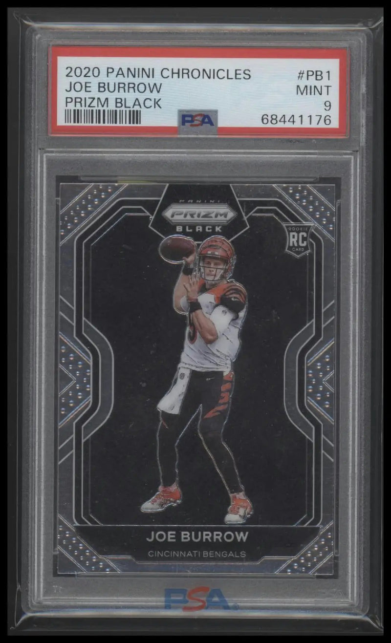 2020 Panini Chronicles Prizm Black Prizm Black Joe Burrow 9 PSA #PB1