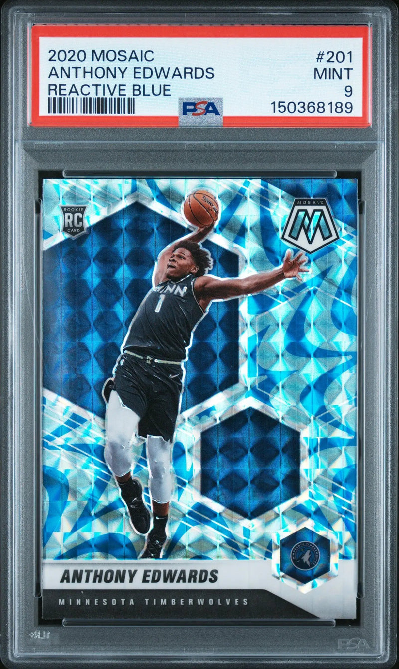 2020 Panini Mosaic Reactive Blue Anthony Edwards 9 PSA #201