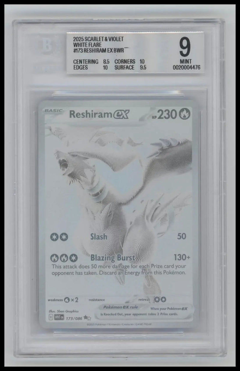 2025 Pokemon Scarlet & Violet White Flare Reshiram ex BWR 9.0 BGS #173
