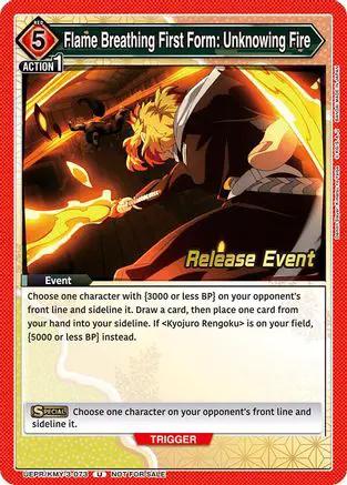 Flame Breathing First Form: Unknowing Fire (UEPR/KMY-3-073) - UEX05BT Demon Slayer Kimetsu no Yaiba Vol2 Release Event Cards