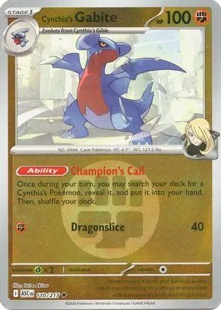 Cynthia's Gabite (Energy Symbol Pattern) 110 - ME Ascended Heroes Reverse Holofoil