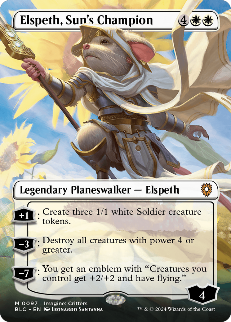 Elspeth, Sun's Champion (BLC-097) - Bloomburrow Commander (Borderless)