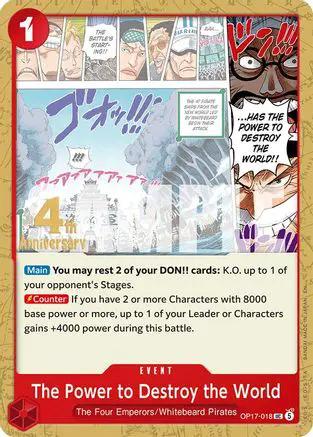 The Power to Destroy the World (OP17-018) - The World's Strongest Warriors Release Event Cards