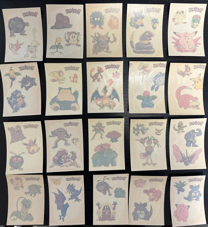 Merlin Pokemon Temporary Tattoos Complete Set of 20