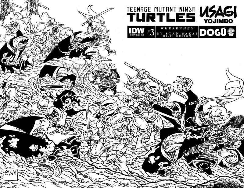 Teenage Mutant Ninja Turtles TMNT Usagi Yojimbo Wherewhen #3 D 1:25 B&W Sakai (05/24/2023) Idw