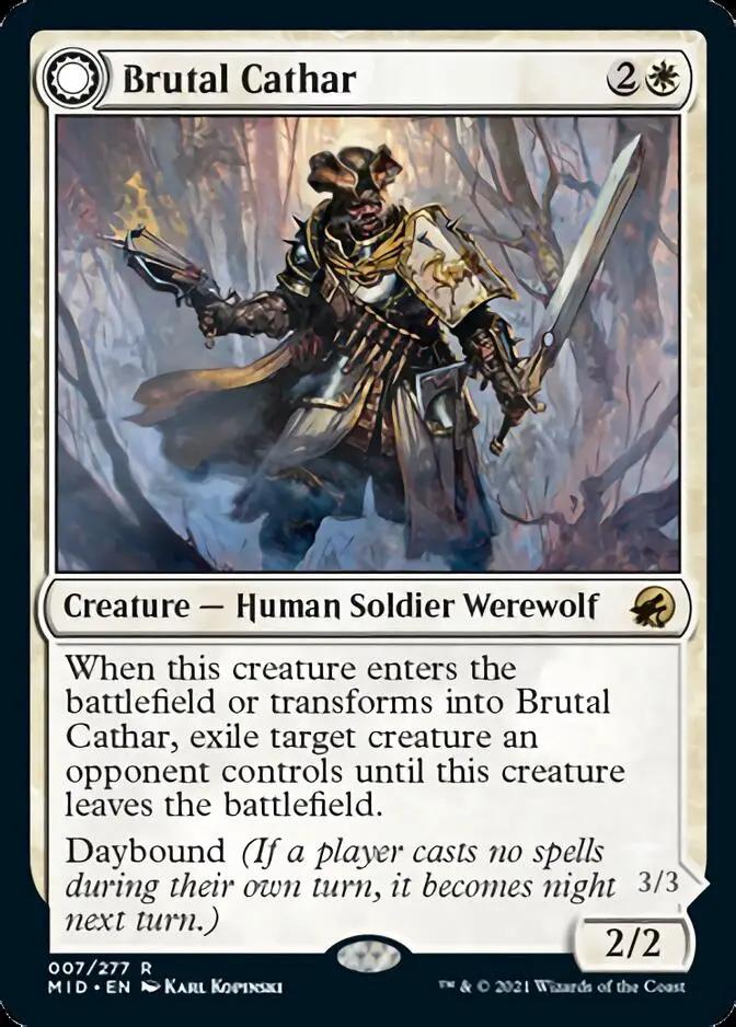 Brutal Cathar // Moonrage Brute (MID-007) - Innistrad: Midnight Hunt: (Double Faced Transform)