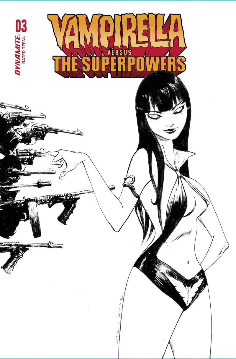 Vampirella Vs Superpowers #3 G 1:10 Jae Lee B&W Variant (07/26/2023) Dynamite