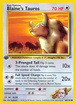 Blaine's Tauros 064/132 - Gym Heroes 1st Edition