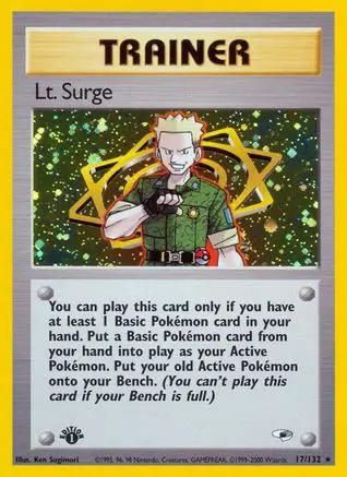 Lt. Surge 017/132 - Gym Heroes 1st Edition Holofoil