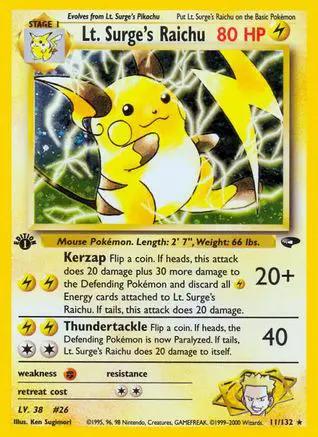 Lt. Surge's Raichu 011/132 - Gym Challenge 1st Edition Holofoil