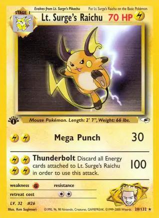 Lt. Surge's Raichu 028/132 - Gym Heroes 1st Edition