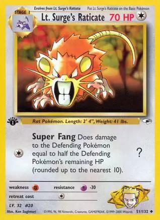 Lt. Surge's Raticate 051/132 - Gym Heroes 1st Edition