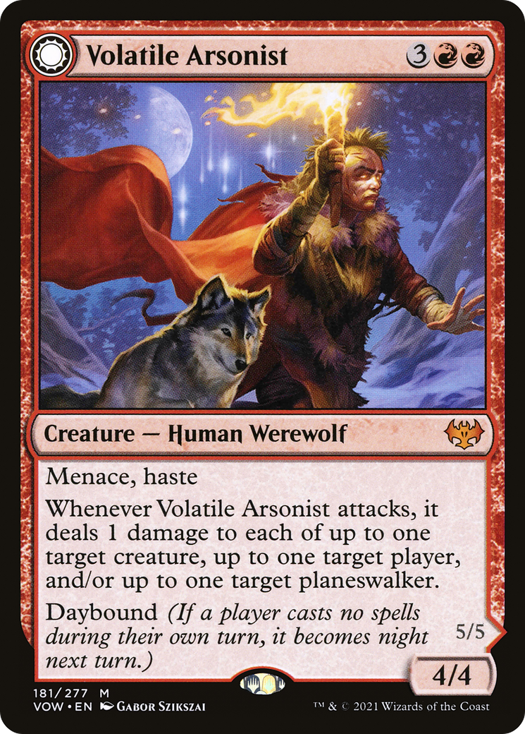 Volatile Arsonist // Dire-Strain Anarchist (VOW-181) - Innistrad: Crimson Vow: (Double Faced Transform) Foil