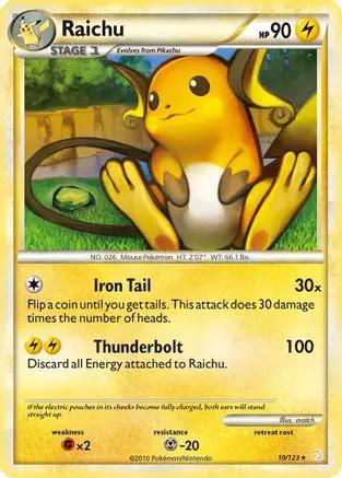 Raichu 010/123 - HeartGold SoulSilver Reverse Holofoil