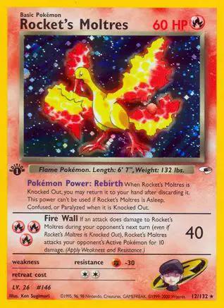 Rocket's Moltres 012/132 - Gym Heroes 1st Edition Holofoil