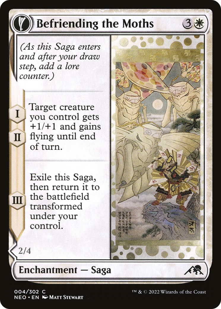 Befriending the Moths // Imperial Moth (NEO-004) - Kamigawa: Neon Dynasty: (fandfc, enchantment) Foil