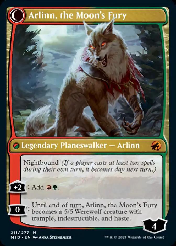 Arlinn, the Pack's Hope // Arlinn, the Moon's Fury (MID-211) - Innistrad: Midnight Hunt: (Double Faced Transform) Foil