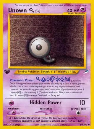 Unown [Q] 059/105 - Neo Destiny 1st Edition