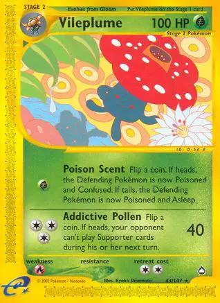 Vileplume 043/147 - Aquapolis Reverse Holofoil