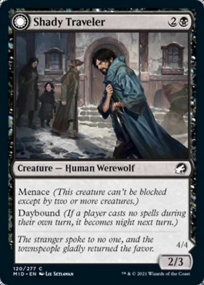 Shady Traveler // Stalking Predator (MID-120) - Innistrad: Midnight Hunt: (Double Faced Transform) Foil