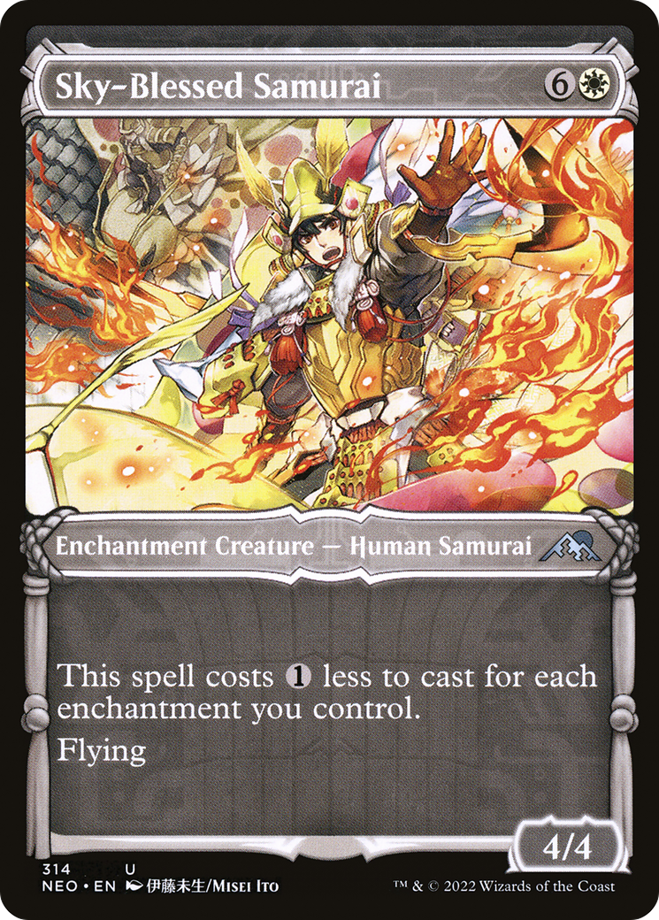 Sky-Blessed Samurai (NEO-314) - Kamigawa: Neon Dynasty: (Showcase) Foil