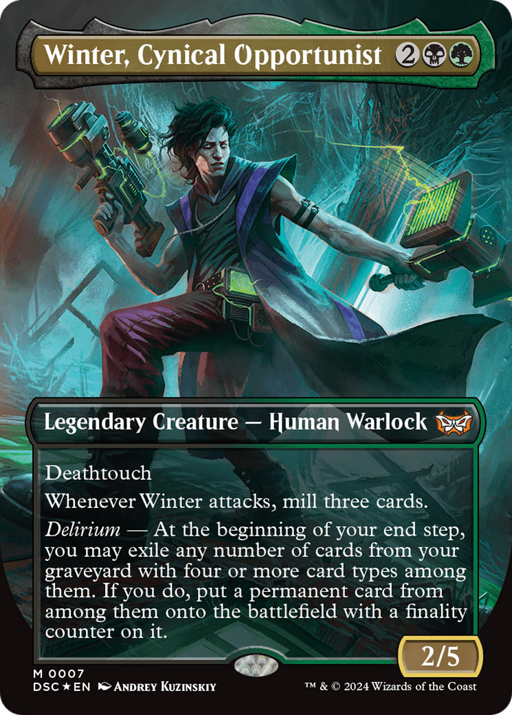 Winter, Cynical Opportunist (DSC-007) - Duskmourn: House of Horror Commander (Borderless)