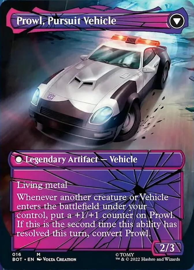 Prowl, Stoic Strategist // Prowl, Pursuit Vehicle (BOT-016) - Transformers: (convertdfc, shatteredglass) (Borderless) Foil