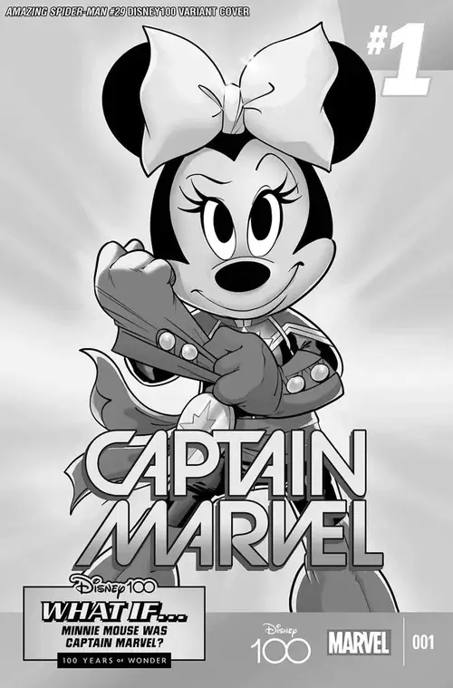 Amazing Spider-Man #29 E 1:100 Disney 100 Giada Perissinotto Captain Marvel 1 Homage BW Variant (07/12/2023) Marvel