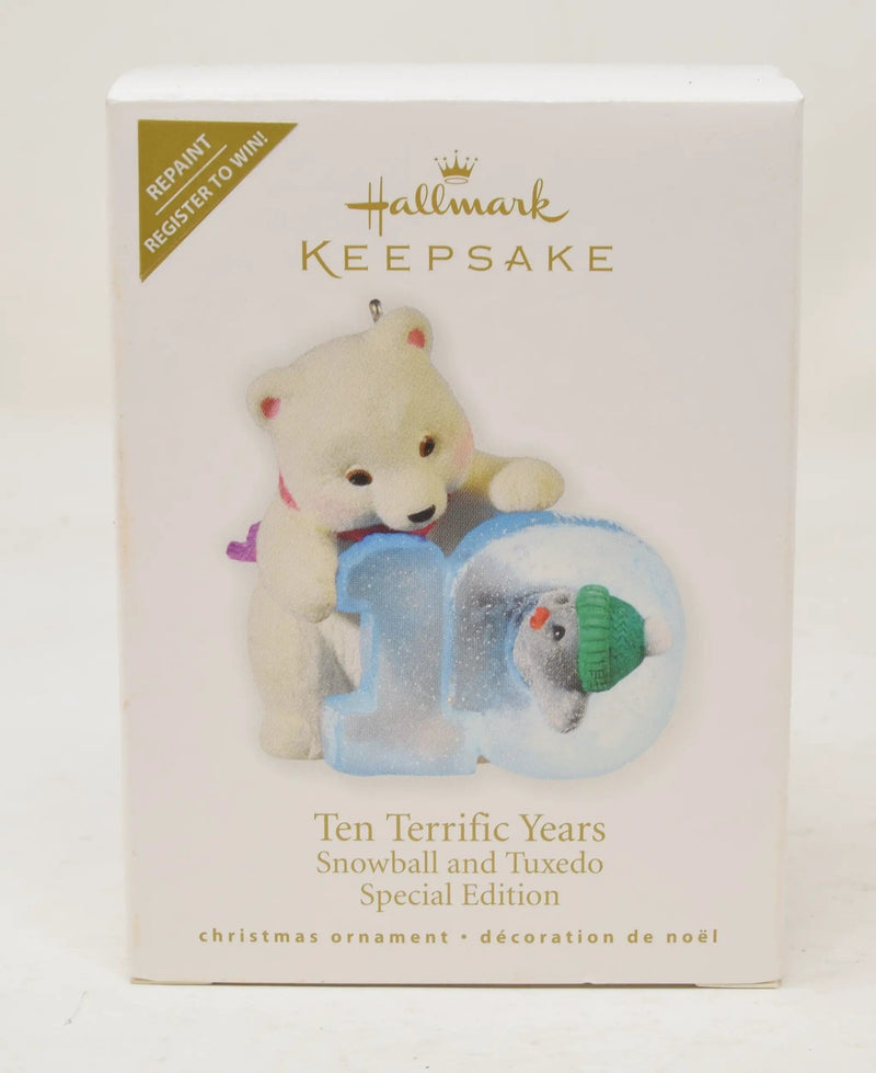 Hallmark Keepsake Ornament Ten Terrific Year Snowball Tuxedo Repaint Christmas 2010 NIB