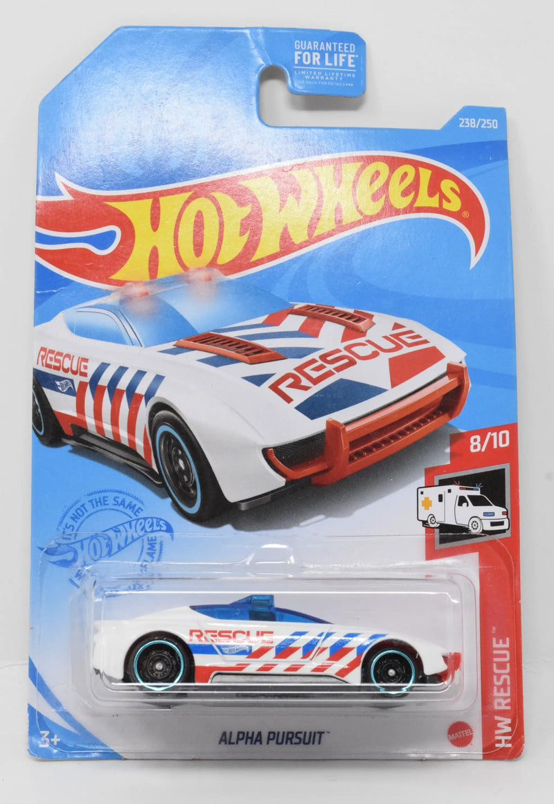 Hot Wheels Alpha Pursuit HW Rescue Diecast Car White 8/10 238 New