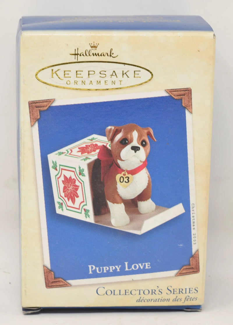 Hallmark Keepsake Ornament Puppy Love Boxer Dog Christmas Tree 2003 NIB