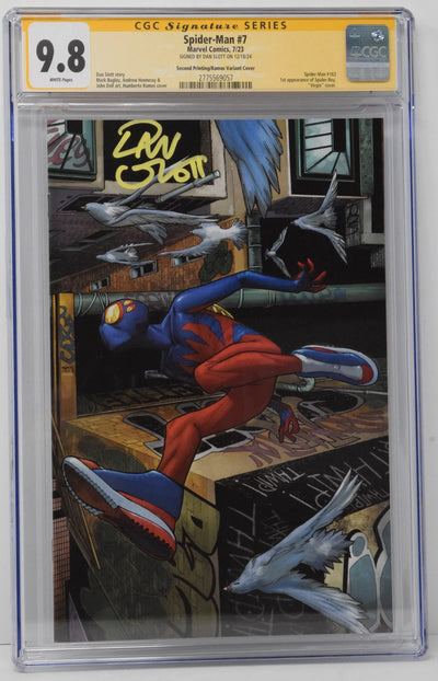 Spider-Man #7 Marvel 2023 2nd Print 1:25 Humberto Ramos Virgin Spider-Boy CGC SS 9.8 SIGNED Dan Slott