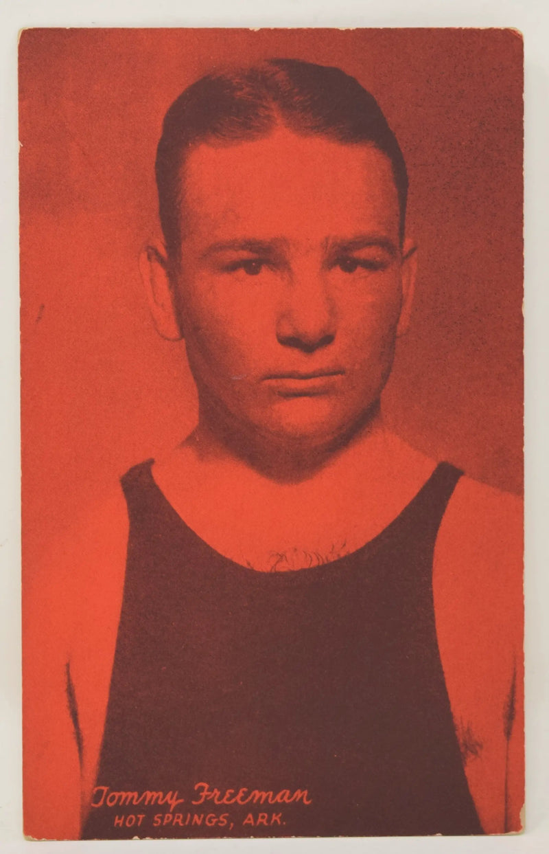 Tommy Freeman Boxing Exhibit Card Postcard Penny Arcade Red Photo 1928 5 x 3