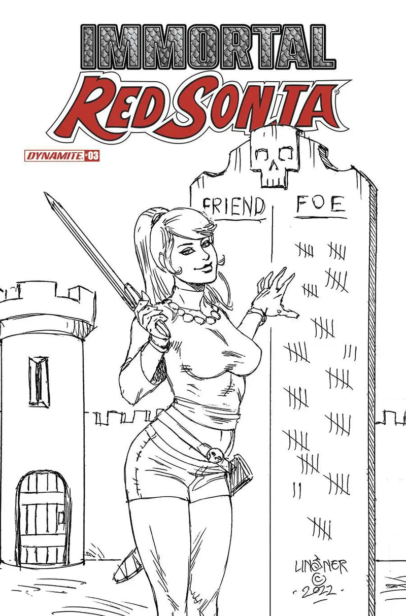 Immortal Red Sonja #3 G 1:15 Jospeh Michael Linsner B&W Variant (06/15/2022) Dynamite